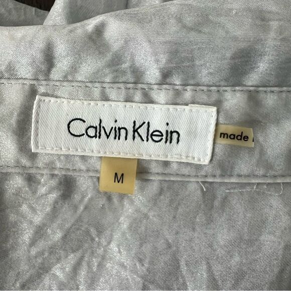 Calvin Klein Gray Shimmering Button-down Shirt size Medium - Picture 6 of 8
